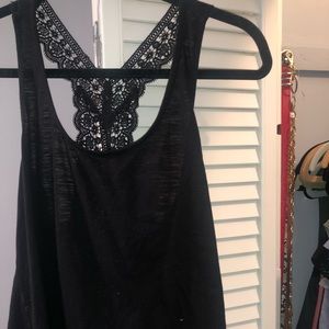☆ black tank top with crochet detailing ☆